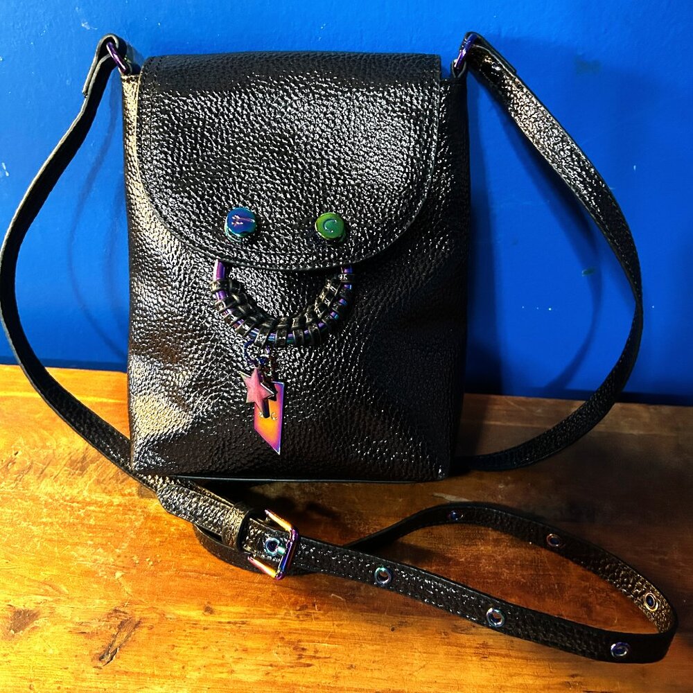 Foley + Corinna Black Crossbody with Iridescent Hardware